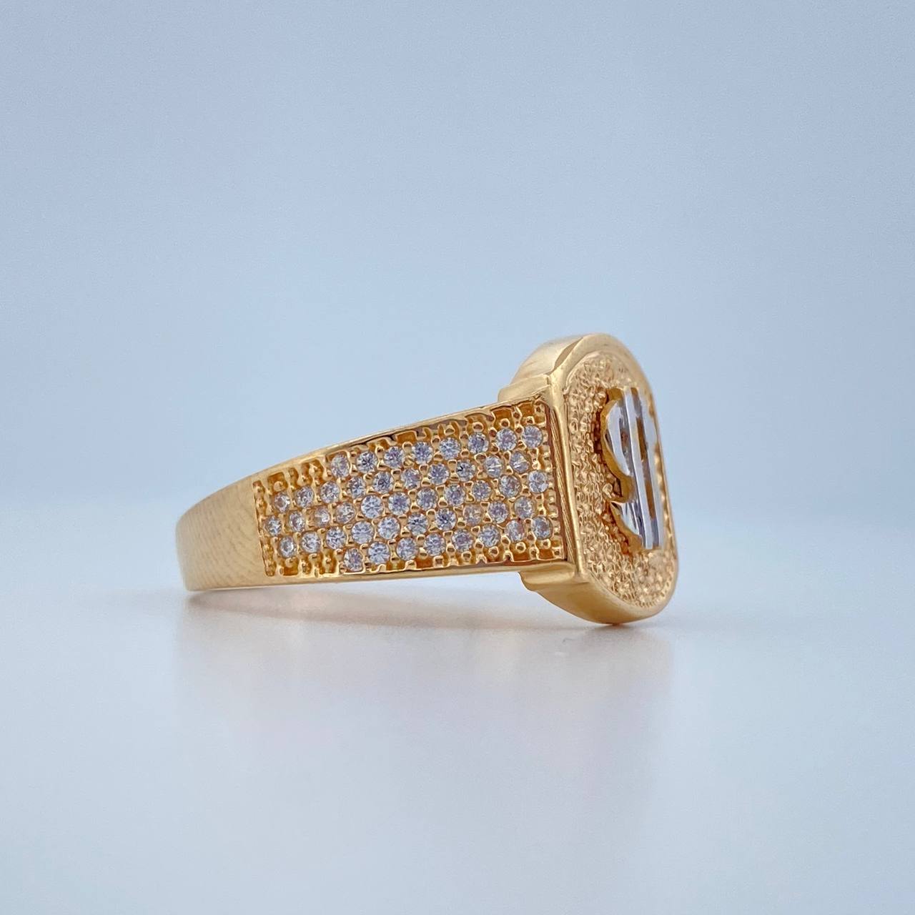 Anillo Signo Peso 5.8gr / T10 1/4 / Dos Oros Amarillo Blanco 18K $