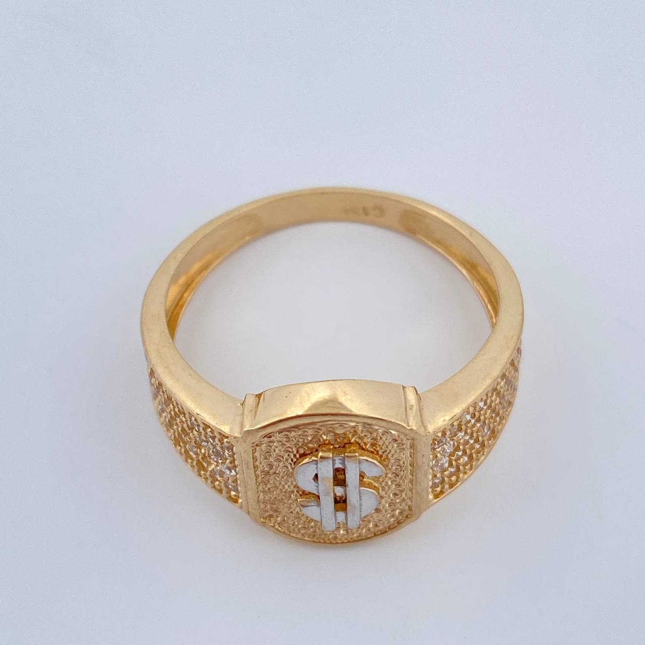 Anillo Signo Peso 5.8gr / T10 1/4 / Dos Oros Amarillo Blanco 18K $