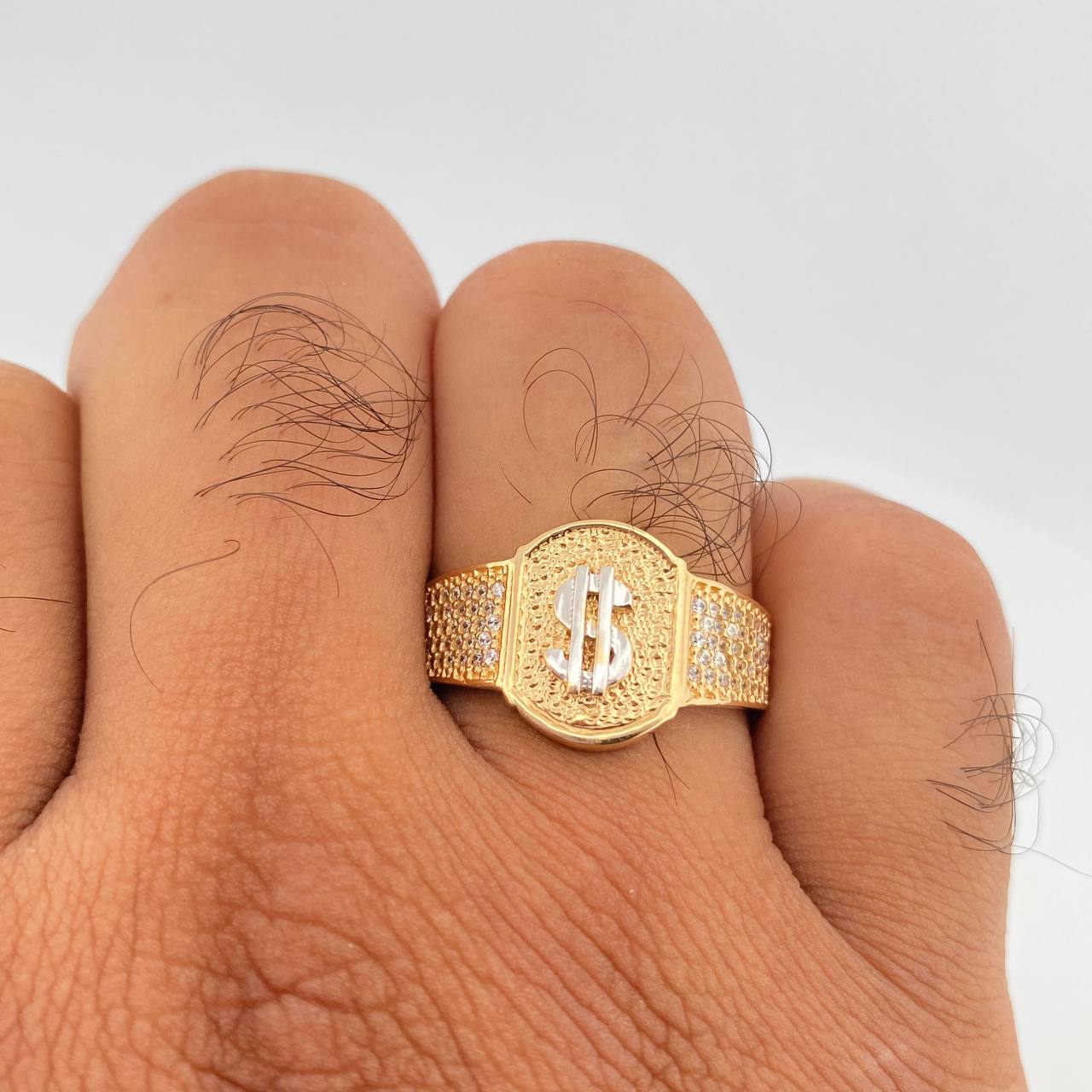 Anillo Signo Peso 5.8gr / T10 1/4 / Dos Oros Amarillo Blanco 18K $