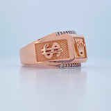 Anillo Sello Corona RX 12.8gr / T11 1/2 / Dos Oros Blanco Rosa 18K $