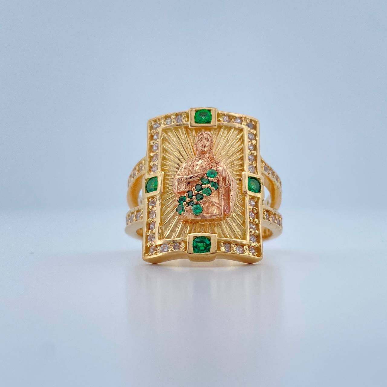 Anillo Judas Tadeo 10.95gr / T7 1/4 / Dos Oros Amarillo Rosa 18K $
