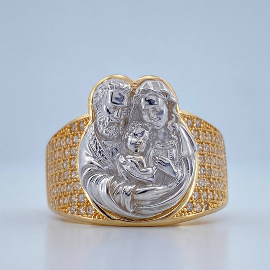 Anillo Sagrada Familia 9.45gr / T9 1/4 / Dos Oros Amarillo Blanco 18K $