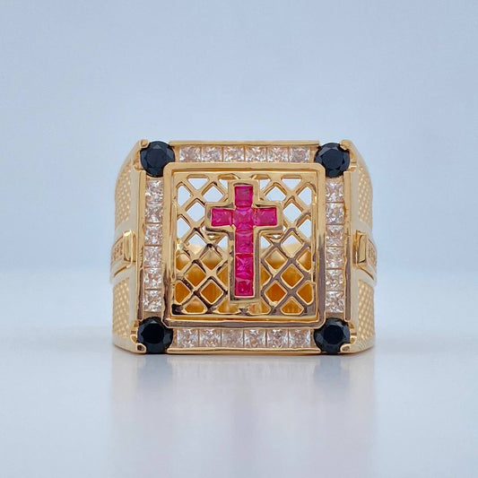 Anillo Cruz 13gr / T10 3/4 / Oro Amarillo 18K $