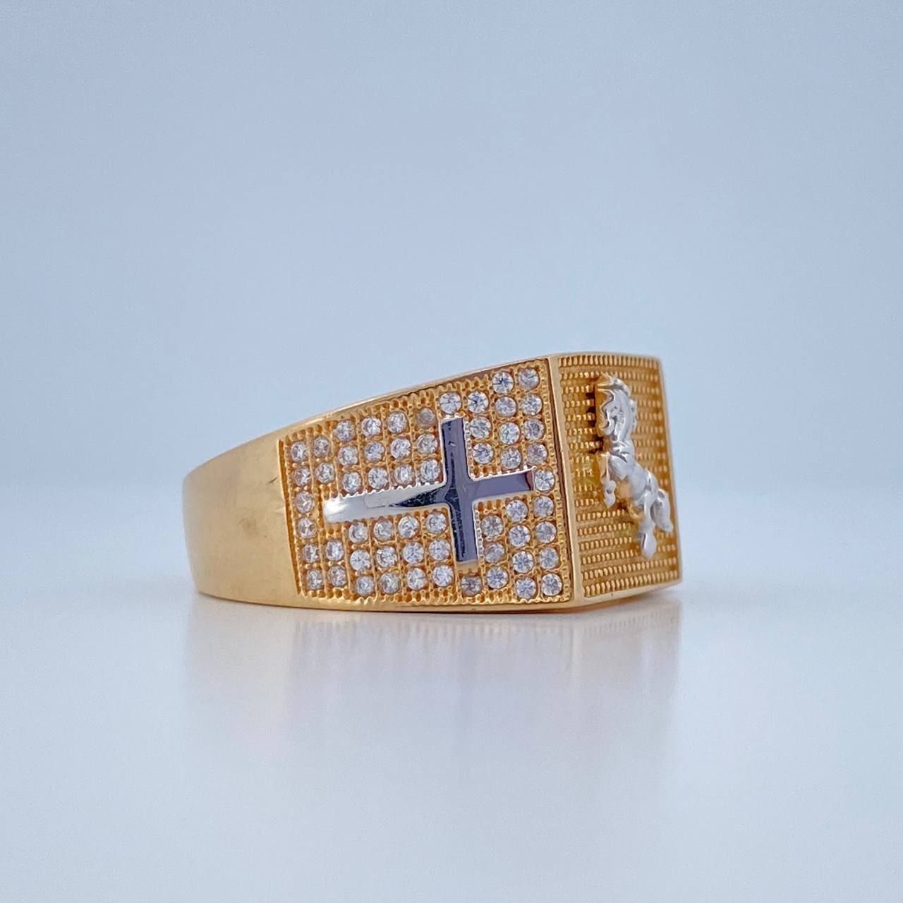 Anillo Caballo 8.95gr / T10 / Dos Oros Amarillo Blanco 18K $