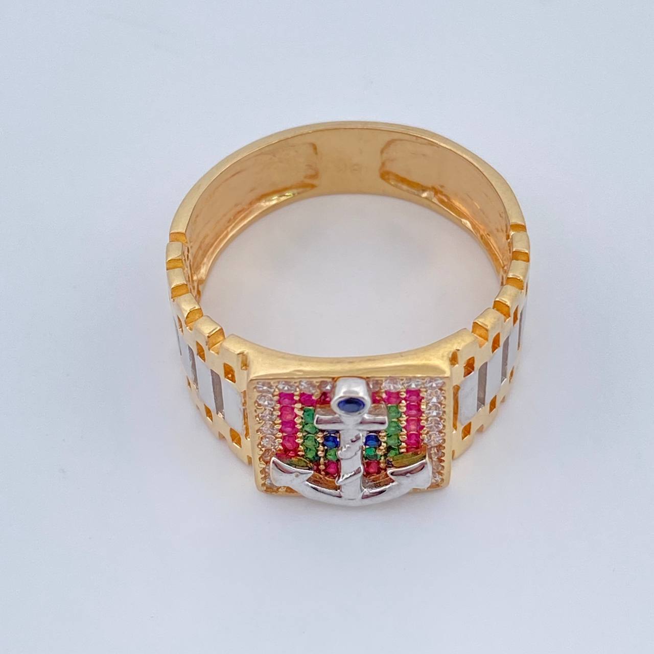 Anillo Ancla 6.5gr / T10 / Dos Oros Amarillo Blanco 18K $