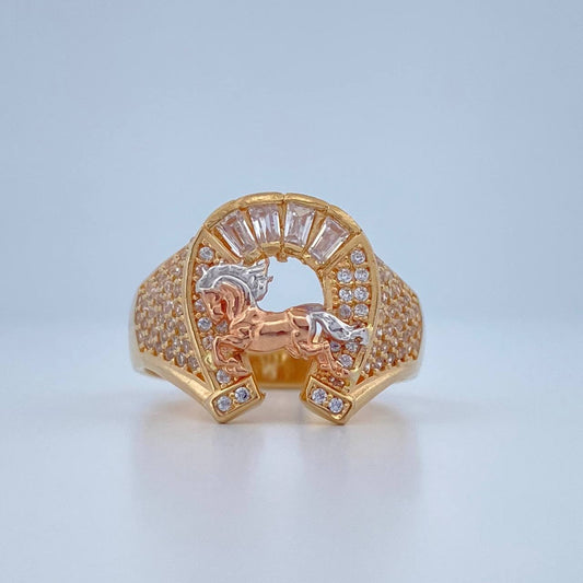 Anillo Herradura Caballo 6.95gr / T9 1/4 / Tres Oros 18K $