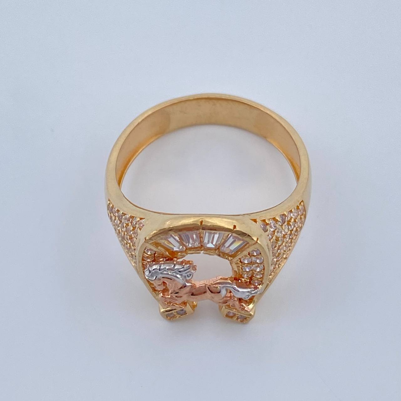 Anillo Herradura Caballo 6.95gr / T9 1/4 / Tres Oros 18K $