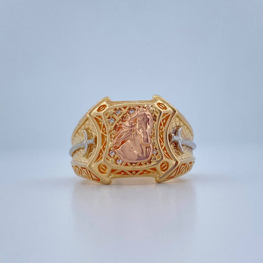 Anillo Caballo Espadas 9.55gr / T8 3/4 / Tres Oros 18K $