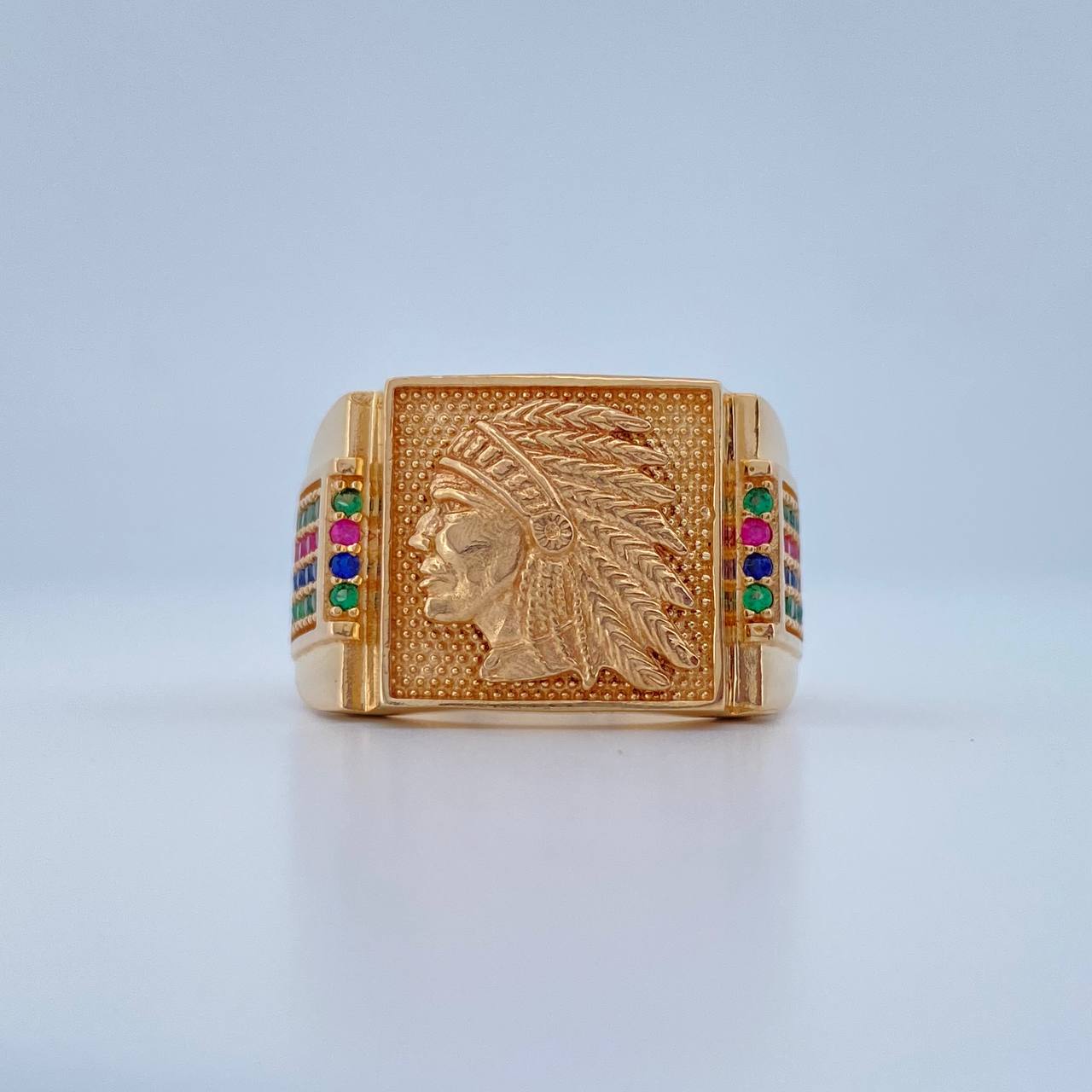 Anillo Sello Indio 10.75gr / T9 1/4 / Oro Amarillo 18K $