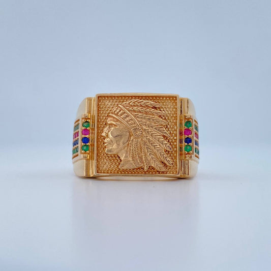 Anillo Sello Indio 10.75gr / T9 1/4 / Oro Amarillo 18K $