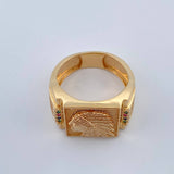 Anillo Sello Indio 10.75gr / T9 1/4 / Oro Amarillo 18K $