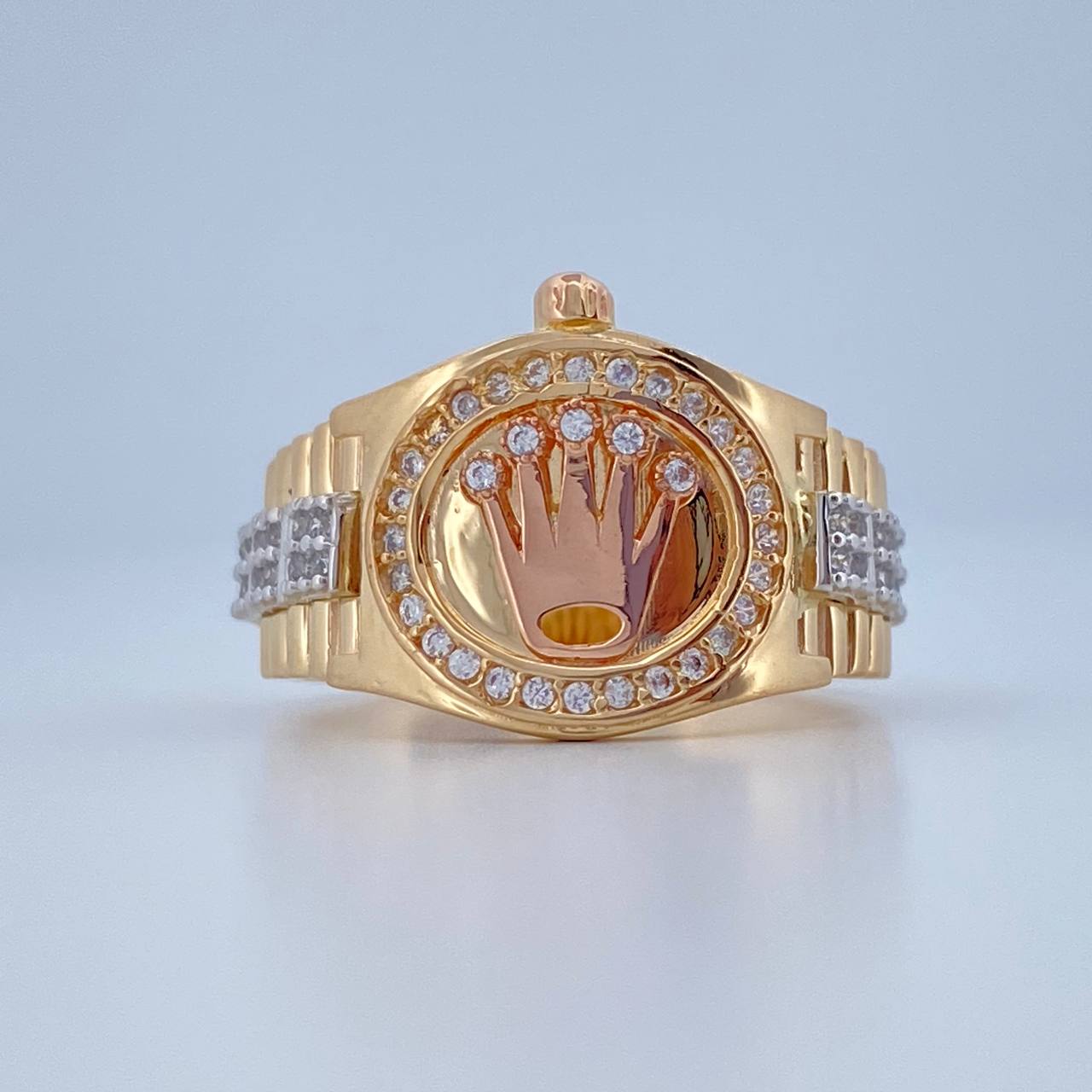Anillo Corona RX 6.55gr / T8 1/2 / Tres Oros 18K $