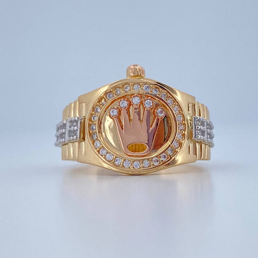 Anillo Corona RX 6.55gr / T8 1/2 / Tres Oros 18K $