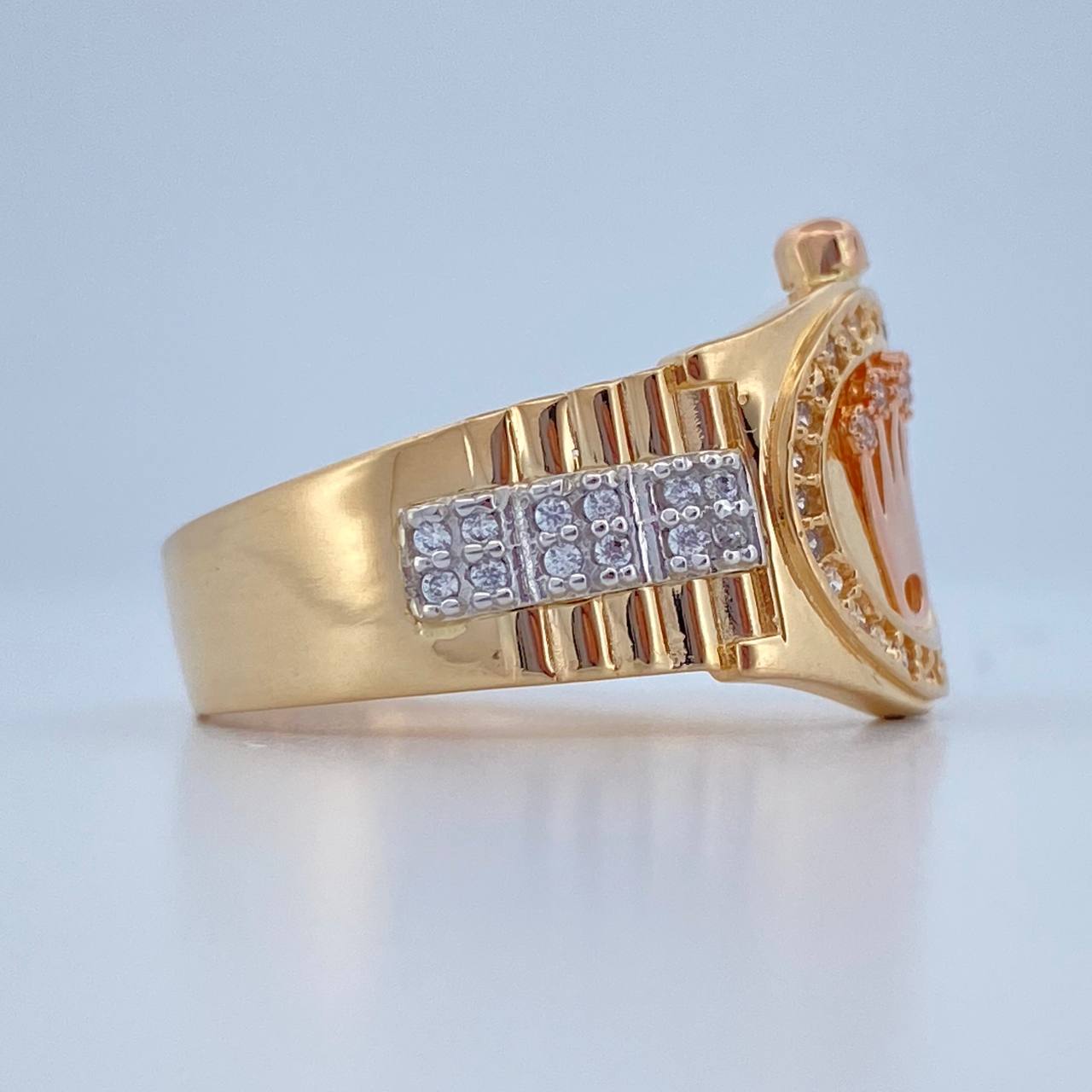 Anillo Corona RX 6.55gr / T8 1/2 / Tres Oros 18K $