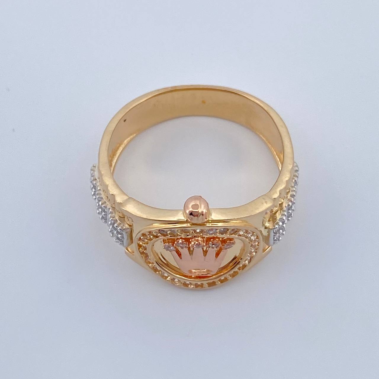 Anillo Corona RX 6.55gr / T8 1/2 / Tres Oros 18K $