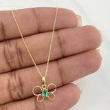 Set Cadena Veneciana + Dije Mariposa Esmeralda 0.08pts / 1.35g / 40cm Oro Amarillo 18K