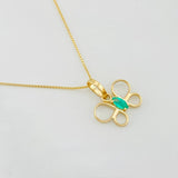 Set Cadena Veneciana + Dije Mariposa Esmeralda 0.08pts / 1.35g / 40cm Oro Amarillo 18K