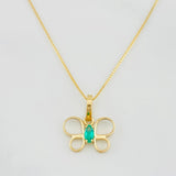Set Cadena Veneciana + Dije Mariposa Esmeralda 0.08pts / 1.35g / 40cm Oro Amarillo 18K