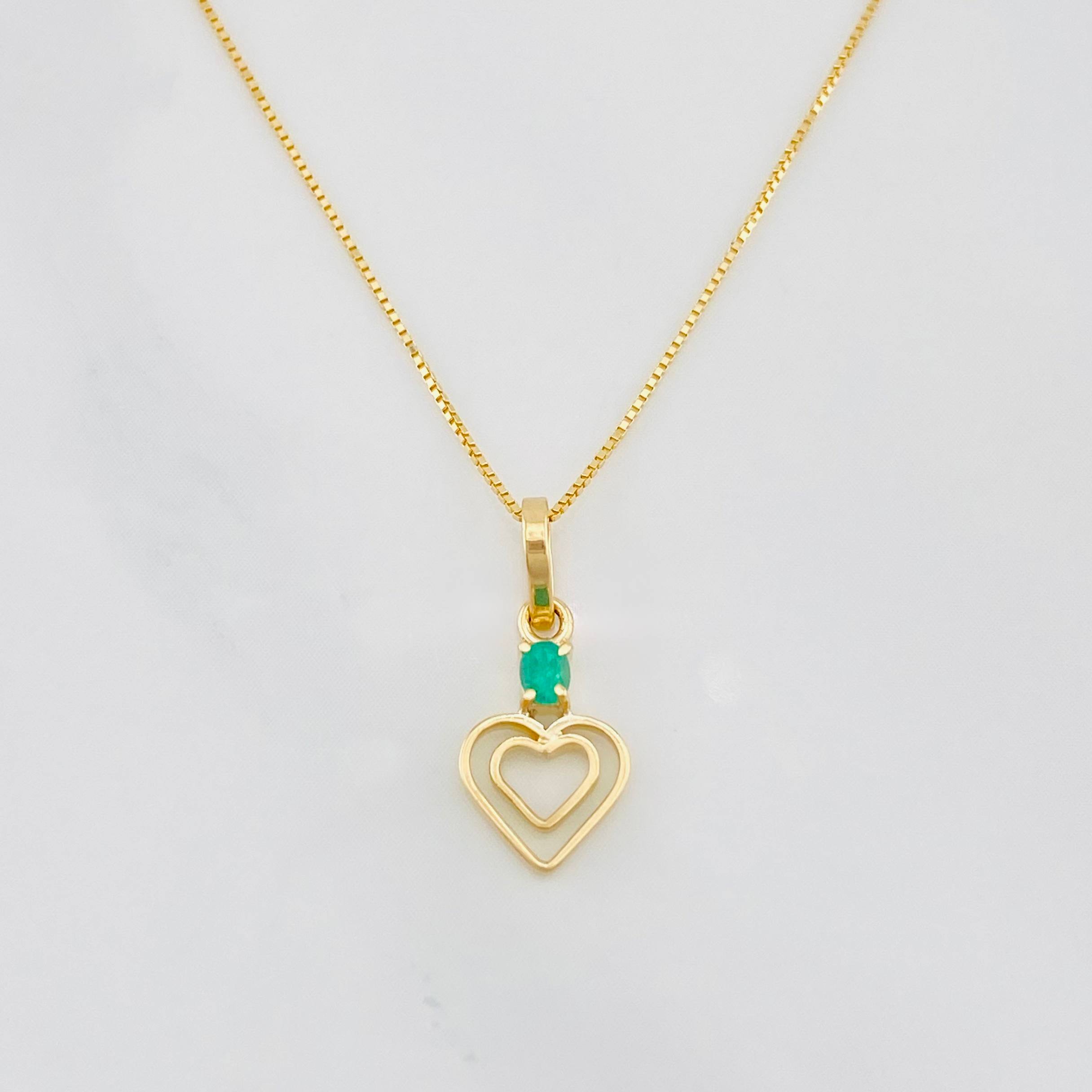 Set Cadena Veneciana + Dije Mariposa Esmeralda 0.06pts / 1.35g / 40.05cm Oro Amarillo 18K