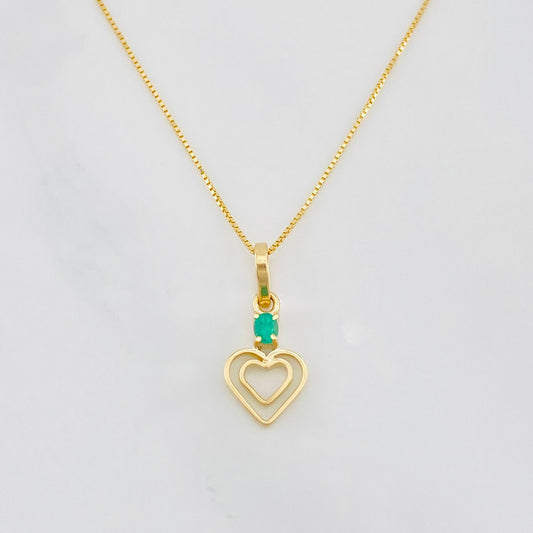 Set Cadena Veneciana + Dije Mariposa Esmeralda 0.06pts / 1.35g / 40cm Oro Amarillo 18K