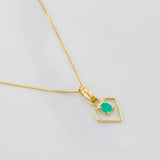 Set Cadena Veneciana + Dije Diamante Esmeralda 0.06pts / 1.3g / 40cm Oro Amarillo 18K