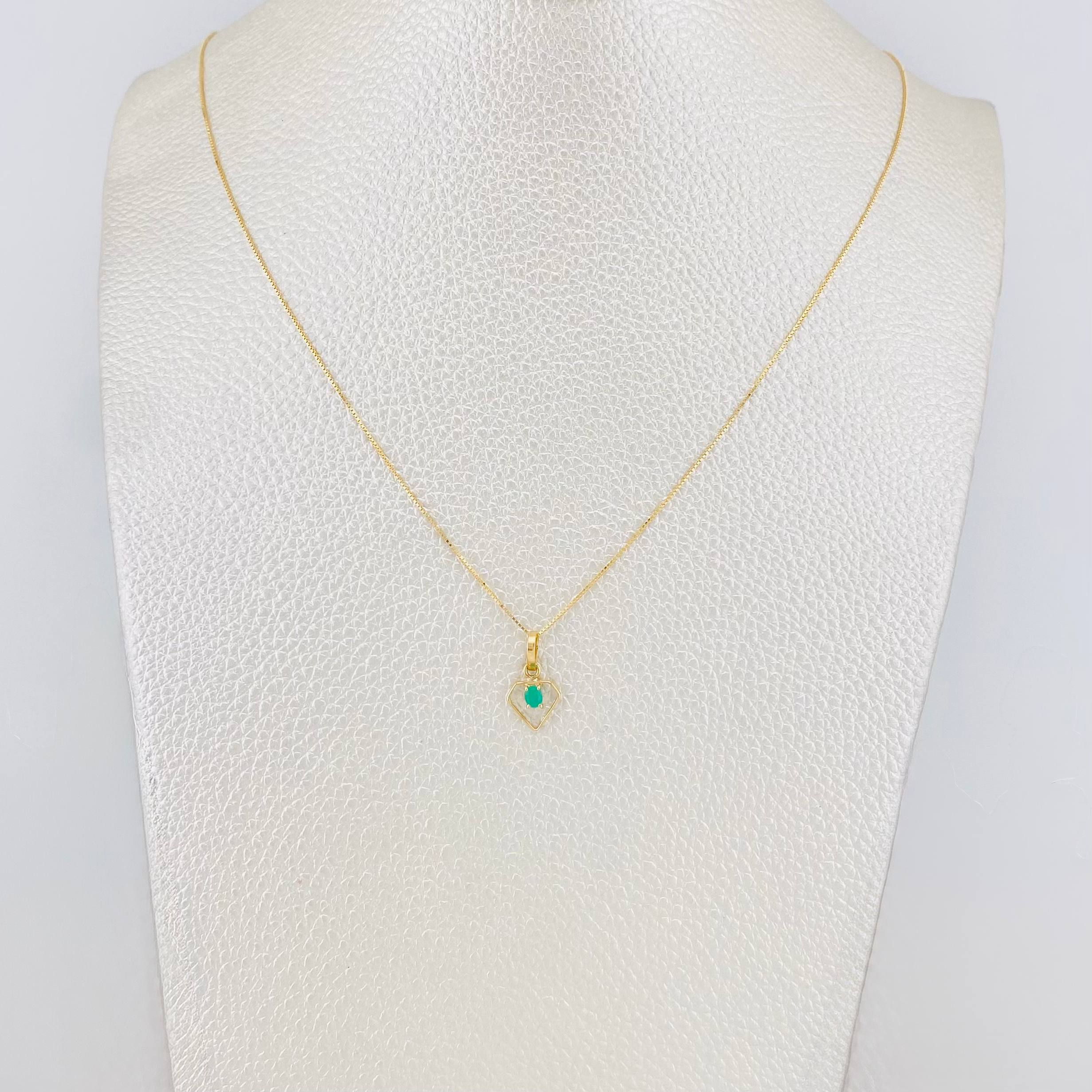 Set Cadena Veneciana + Dije Diamante Esmeralda 0.06pts / 1.3g / 40cm Oro Amarillo 18K