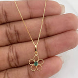 Set Cadena Veneciana + Dije Flor Esmeralda 0.05pts / 1.6g / 40cm Oro Amarillo 18K