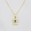 Set Cadena Veneciana + Dije Flor Esmeralda 0.05pts / 1.6g / 40cm Oro Amarillo 18K