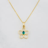 Set Cadena Veneciana + Dije Flor Esmeralda 0.05pts / 1.6g / 40cm Oro Amarillo 18K