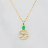 Set Cadena Veneciana + Dije Circulo Corazones Esmeralda 0.15pts / 1.7g / 40cm Oro Amarillo 18K