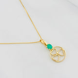 Set Cadena Veneciana + Dije Circulo Corazones Esmeralda 0.15pts / 1.7g / 40cm Oro Amarillo 18K