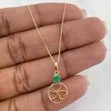 Set Cadena Veneciana + Dije Circulo Corazones Esmeralda 0.15pts / 1.7g / 40cm Oro Amarillo 18K