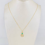 Set Cadena Veneciana + Dije Circulo Corazones Esmeralda 0.15pts / 1.7g / 40cm Oro Amarillo 18K