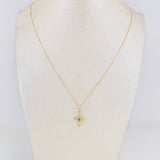 Set Cadena Veneciana + Dije Cruz Piedra Centro Esmeralda 0.03pts / 1.45g / 40.05cm Oro Amarillo 18K