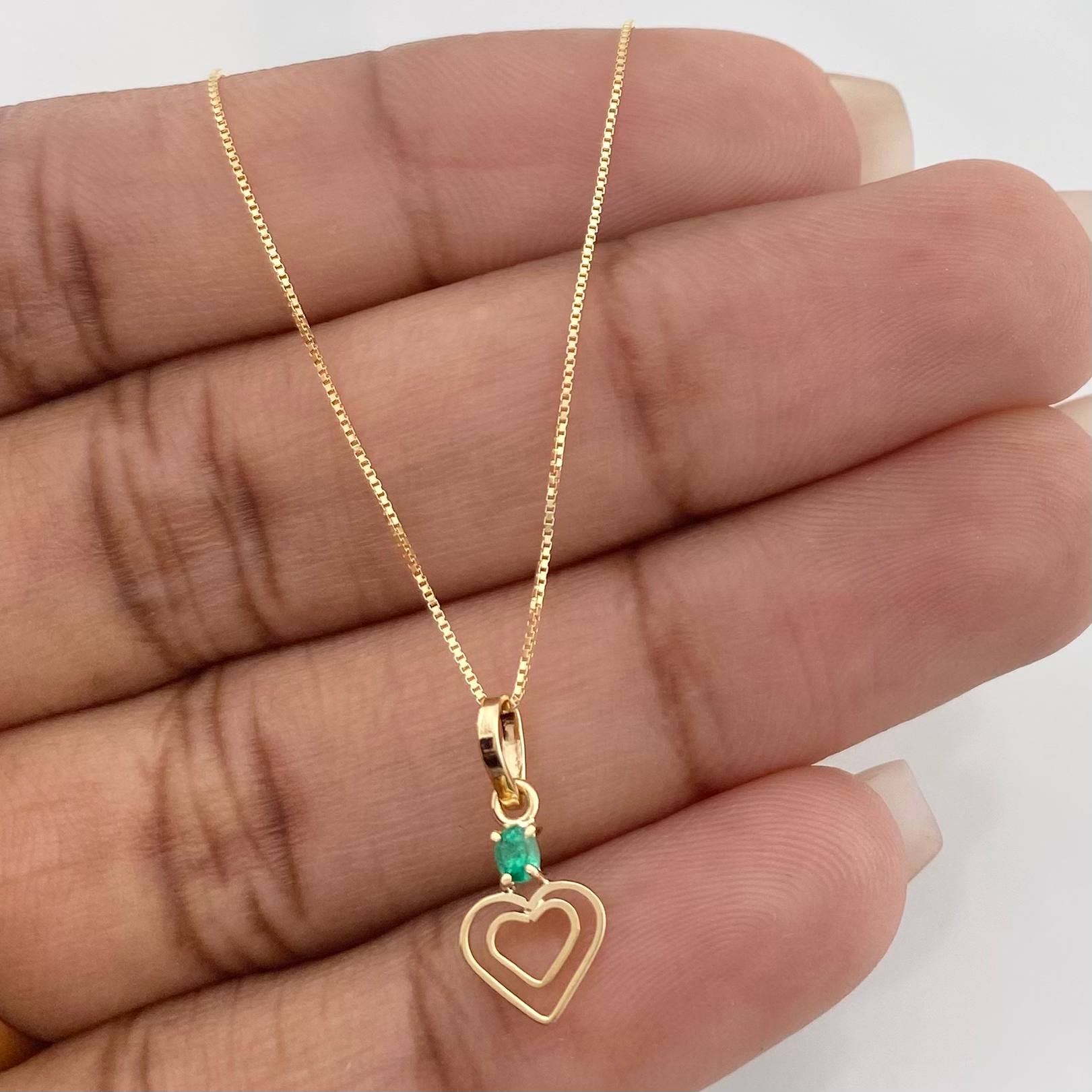 Set Cadena Veneciana + Dije Mariposa Esmeralda 0.06pts / 1.35g / 40.05cm Oro Amarillo 18K
