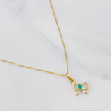 Set Cadena Veneciana + Dije Moño Esmeralda 0.02pts / 1.45g / 40.05cm Oro Amarillo 18K