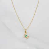 Set Cadena Veneciana + Dije Moño Esmeralda 0.04pts / 1.35g / 40.05cm Oro Amarillo 18K