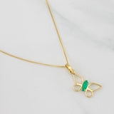 Set Cadena Veneciana + Dije Mariposa Esmeralda 0.04pts / 1.5g / 40.05cm Oro Amarillo 18K