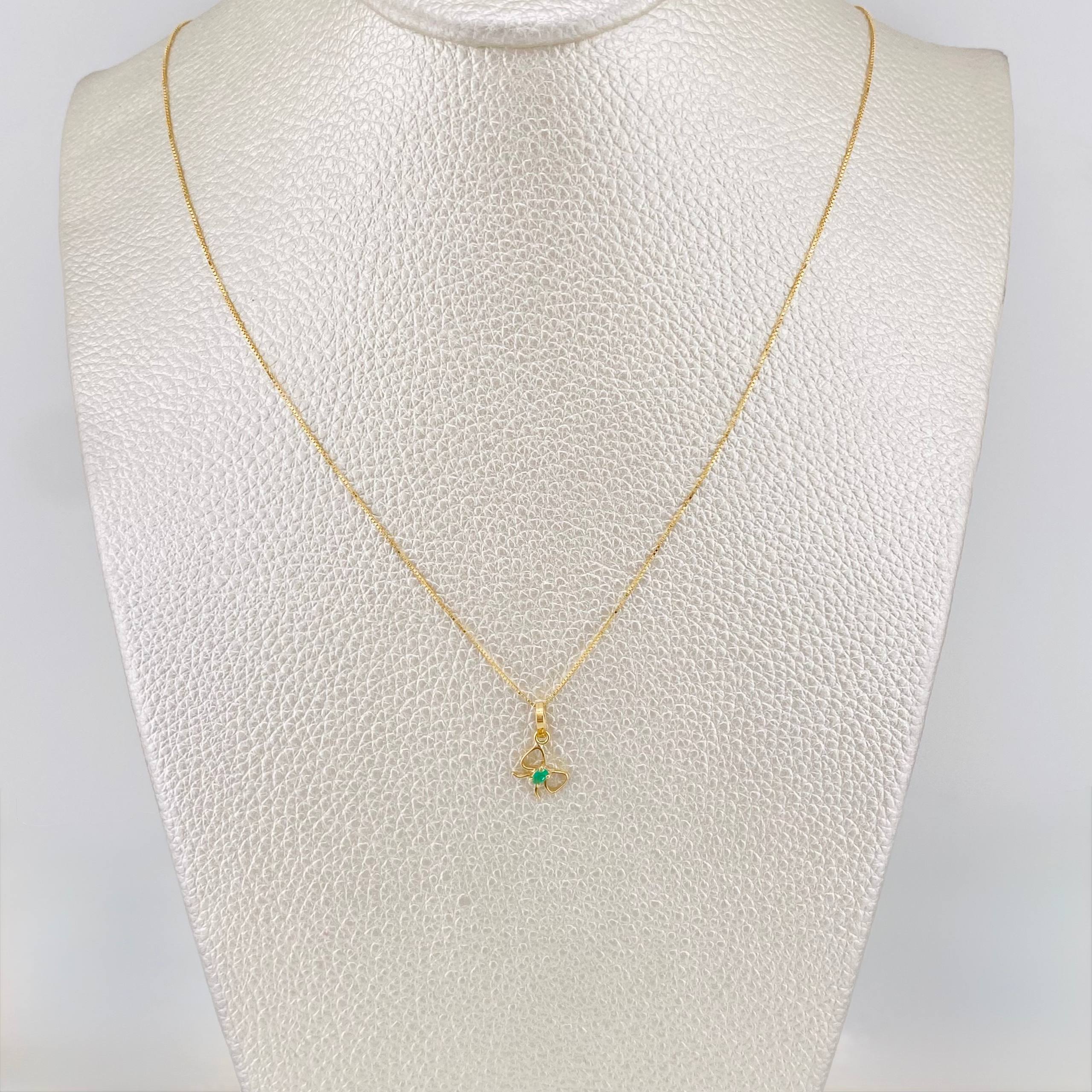 Set Cadena Veneciana + Dije Moño Esmeralda 0.04pts / 1.35g / 40.05cm Oro Amarillo 18K