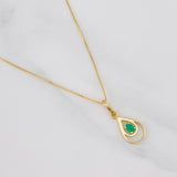 Set Cadena Veneciana + Dije Doble Lagrima Esmeralda 0.05pts / 1.5g / 40.05cm Oro Amarillo 18K