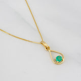 Set Cadena Veneciana + Dije Lagrima Esmeralda 0.07pts / 1.4g / 40cm Oro Amarillo 18K