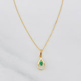 Set Cadena Veneciana + Dije Doble Lagrima Esmeralda 0.05pts / 1.5g / 40.05cm Oro Amarillo 18K