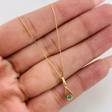 Set Cadena Veneciana + Dije Lagrima Esmeralda 0.07pts / 1.4g / 40cm Oro Amarillo 18K