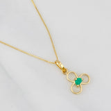 Set Cadena Veneciana + Dije Flor Esmeralda 0.06pts / 1.35g / 40cm Oro Amarillo 18K