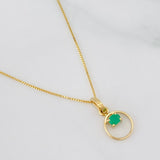 Set Cadena Veneciana + Dije Circular Esmeralda 0.05pts / 1.35g / 40.05cm Oro Amarillo 18K