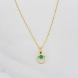Set Cadena Veneciana + Dije Circular Esmeralda 0.05pts / 1.35g / 40.05cm Oro Amarillo 18K