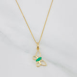 Set Cadena Veneciana + Dije Mariposa Esmeralda 0.04pts / 1.5g / 40.05cm Oro Amarillo 18K