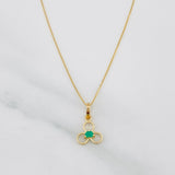Set Cadena Veneciana + Dije Flor Esmeralda 0.06pts / 1.35g / 40cm Oro Amarillo 18K