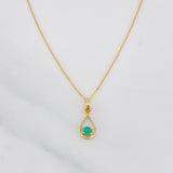 Set Cadena Veneciana + Dije Lagrima Esmeralda 0.07pts / 1.4g / 40cm Oro Amarillo 18K