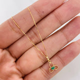 Set Cadena Veneciana + Dije Flor Esmeralda 0.06pts / 1.35g / 40cm Oro Amarillo 18K